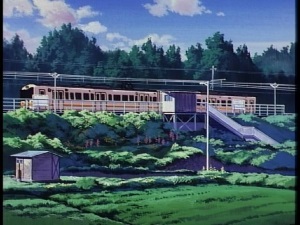 田切駅遠景(劇中) (C)EMOTION / BANDAI VISUAL